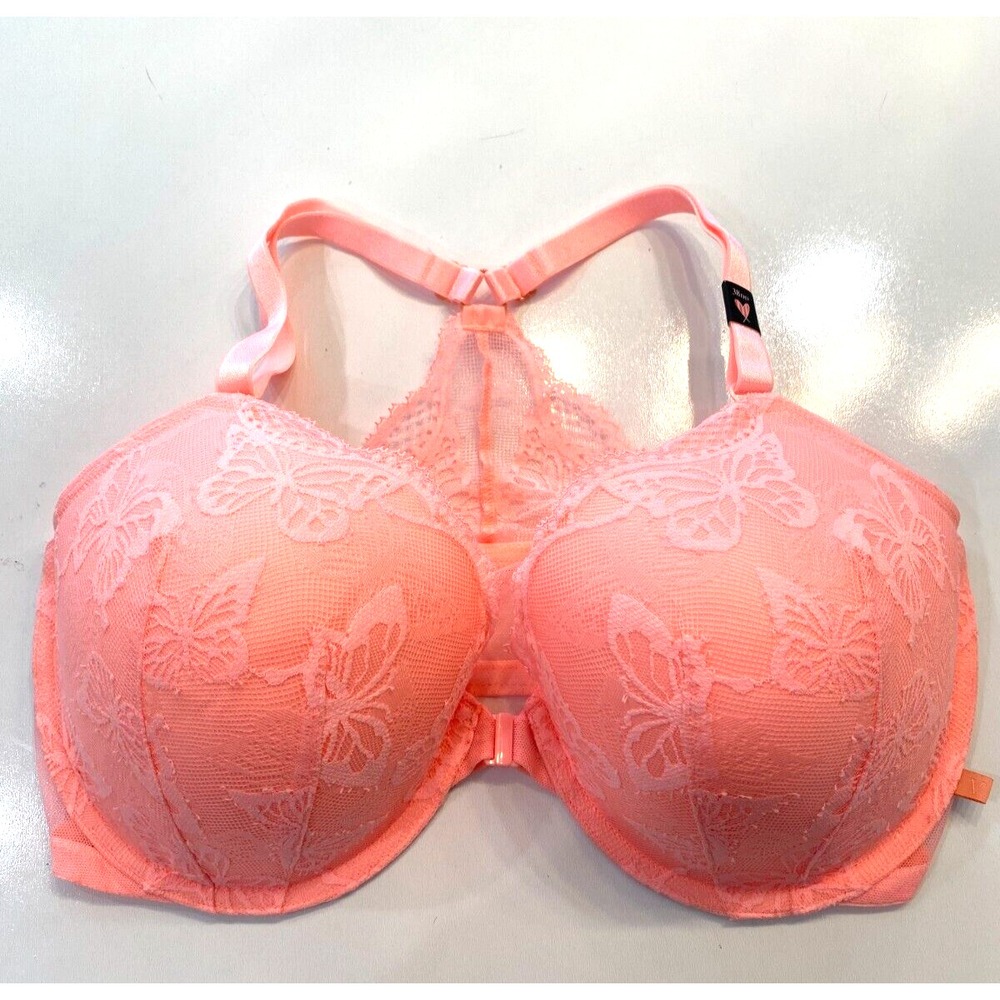 VS Victoria Secret Orange Butterfly Lace Lined Demi Bra NWT Size 38 DD